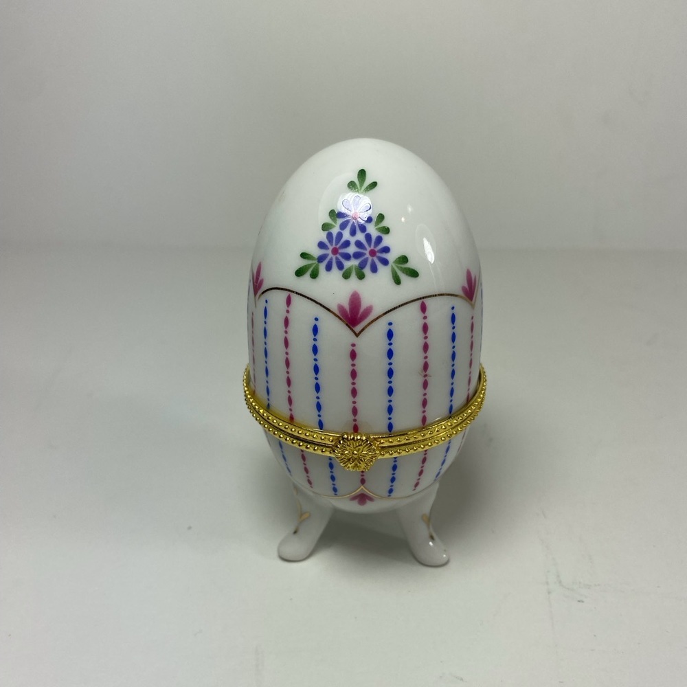 Vintage Porcelain Faberge Style Egg Trinket Box
